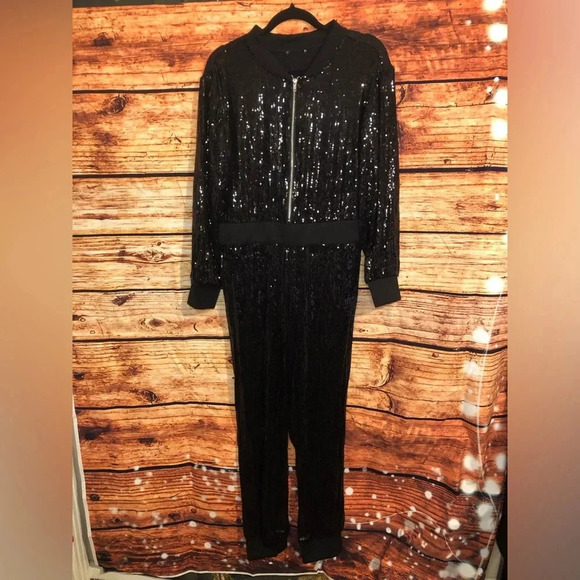 Black Sequin Jumpsuit/ Jogger 1X-2X NWOT - Picture 6 of 16